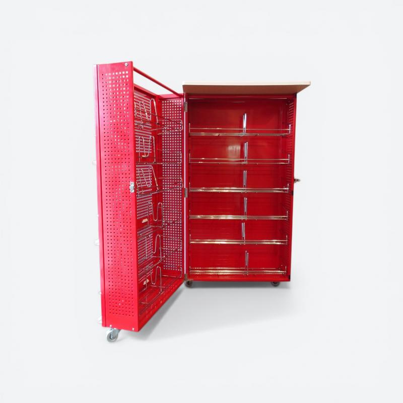 スチール製レコード・マガジンディスプレイ マルチワゴンラック CD・本・DVD収納 ポップ デザイン