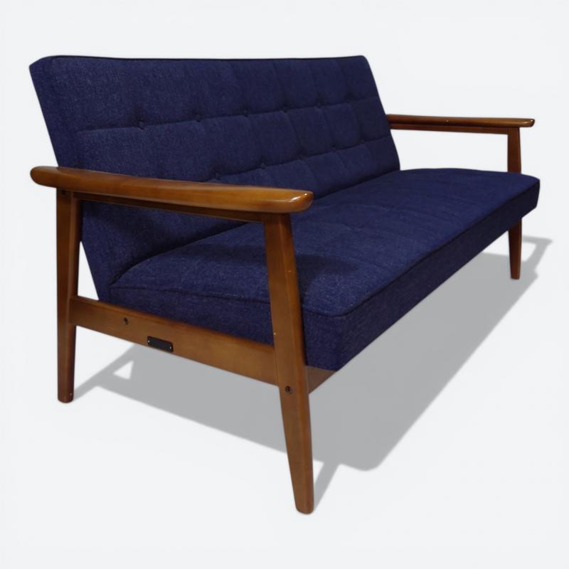 【カリモク60】karimoku Kチェア 2シーター タープブルー ファブリック ソファ