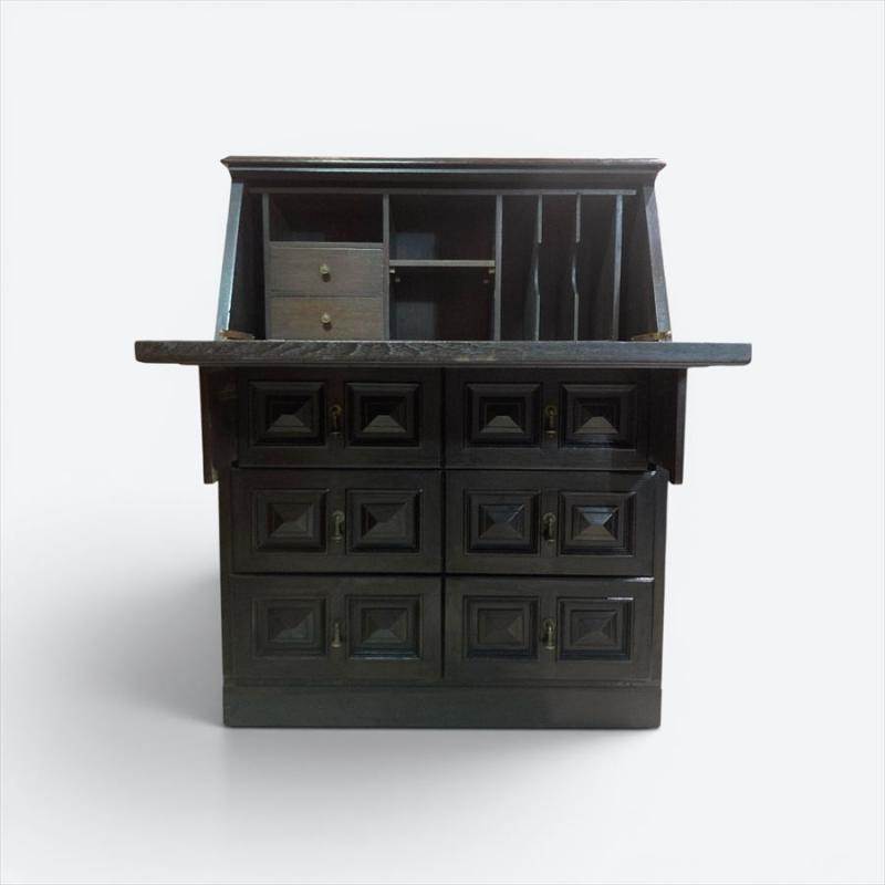 ヴィンテージ ライティングビューロー ナラ無垢材 デスク 机