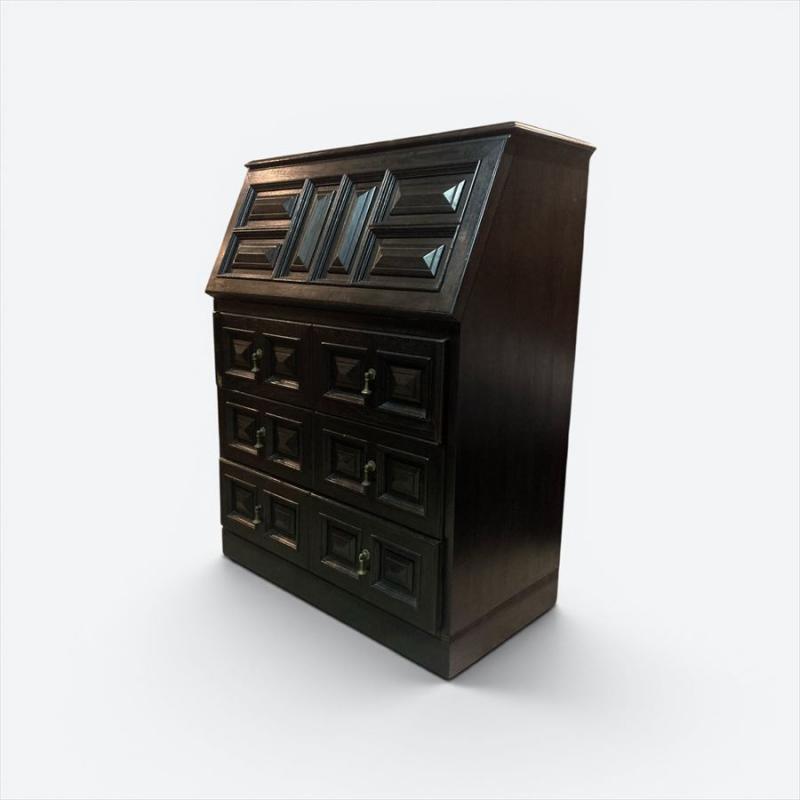 ヴィンテージ ライティングビューロー ナラ無垢材 デスク 机