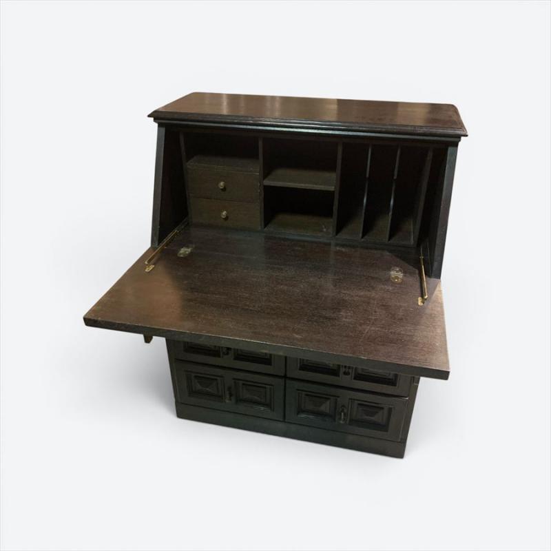 ヴィンテージ ライティングビューロー ナラ無垢材 デスク 机