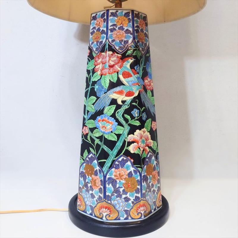 有田焼 哲山作 テーブルランプ  照明　ランプ 色絵花鳥