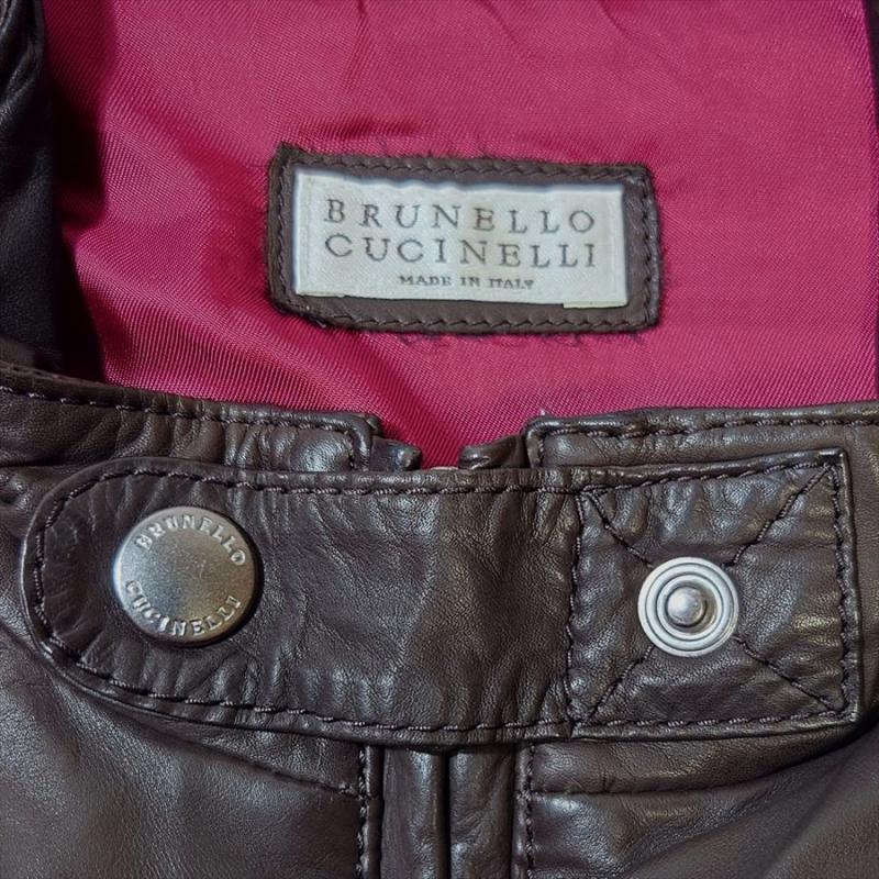 ブルネロクチネリ【Brunello Cucinelli】レザージャケット イタリア製 M　牛革 ブルゾン