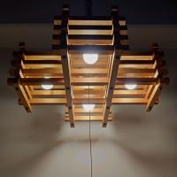 ヤマギワ【yamagiwa】木製シェード4灯ペンダントライト ヴィンテージ ジャパニーズモダン