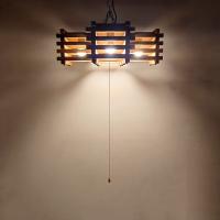 ヤマギワ【yamagiwa】木製シェード4灯ペンダントライト ヴィンテージ ジャパニーズモダン